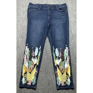 Soho Jeans Womens 14 Blue Denim Boyfriend Painted Legs Stretch